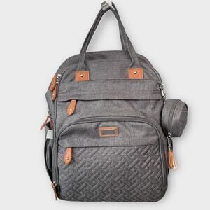 BabbleRoo Diaper Bag Backpack Dark Grey Charcoal Gray Waterproof Wide Top Unused